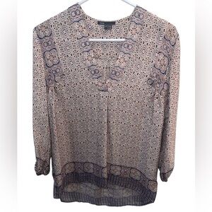 NWOT Vince 100% Silk Abstract 3/4 Sleeve Blouse 2 Lightweight Office Wardrobe